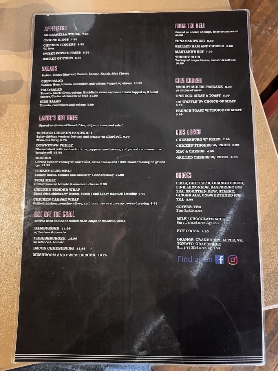 Simple menu layout for a morning cafe.